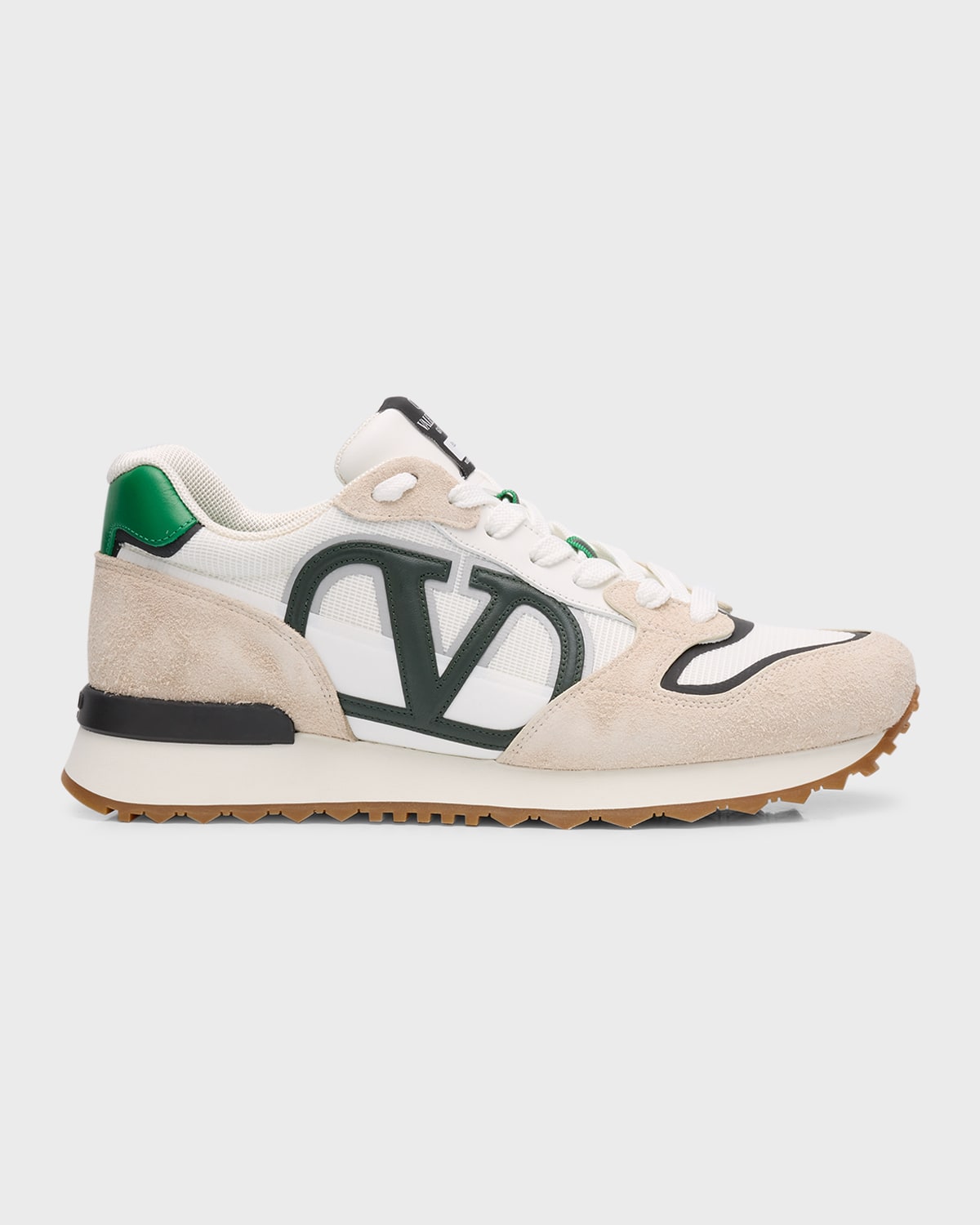 Shop Valentino Men's Vlogo Pace Mixed-media Runner Sneakers In Ice