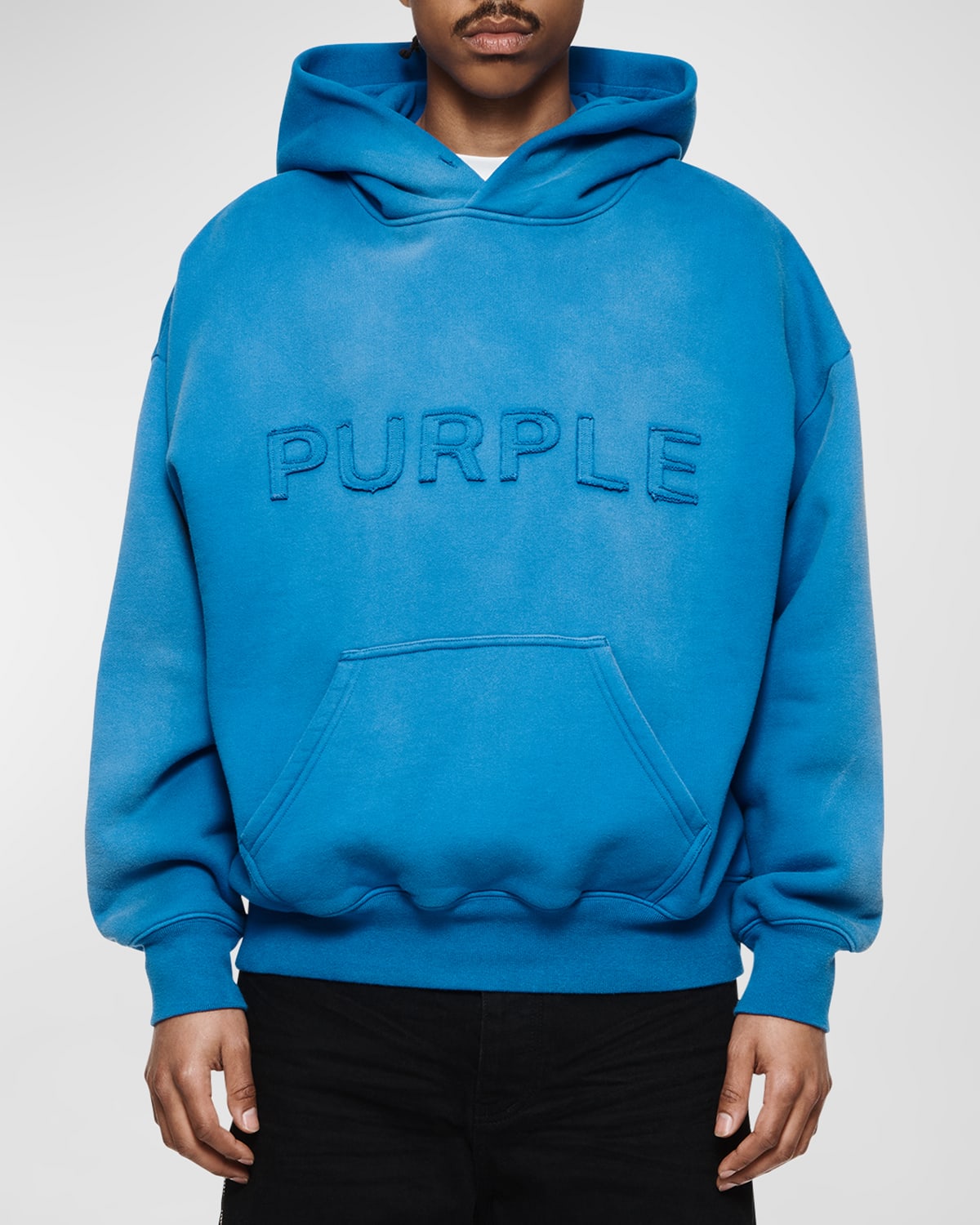 Purple Men's Cutout Wordmark Hoodie In Blue