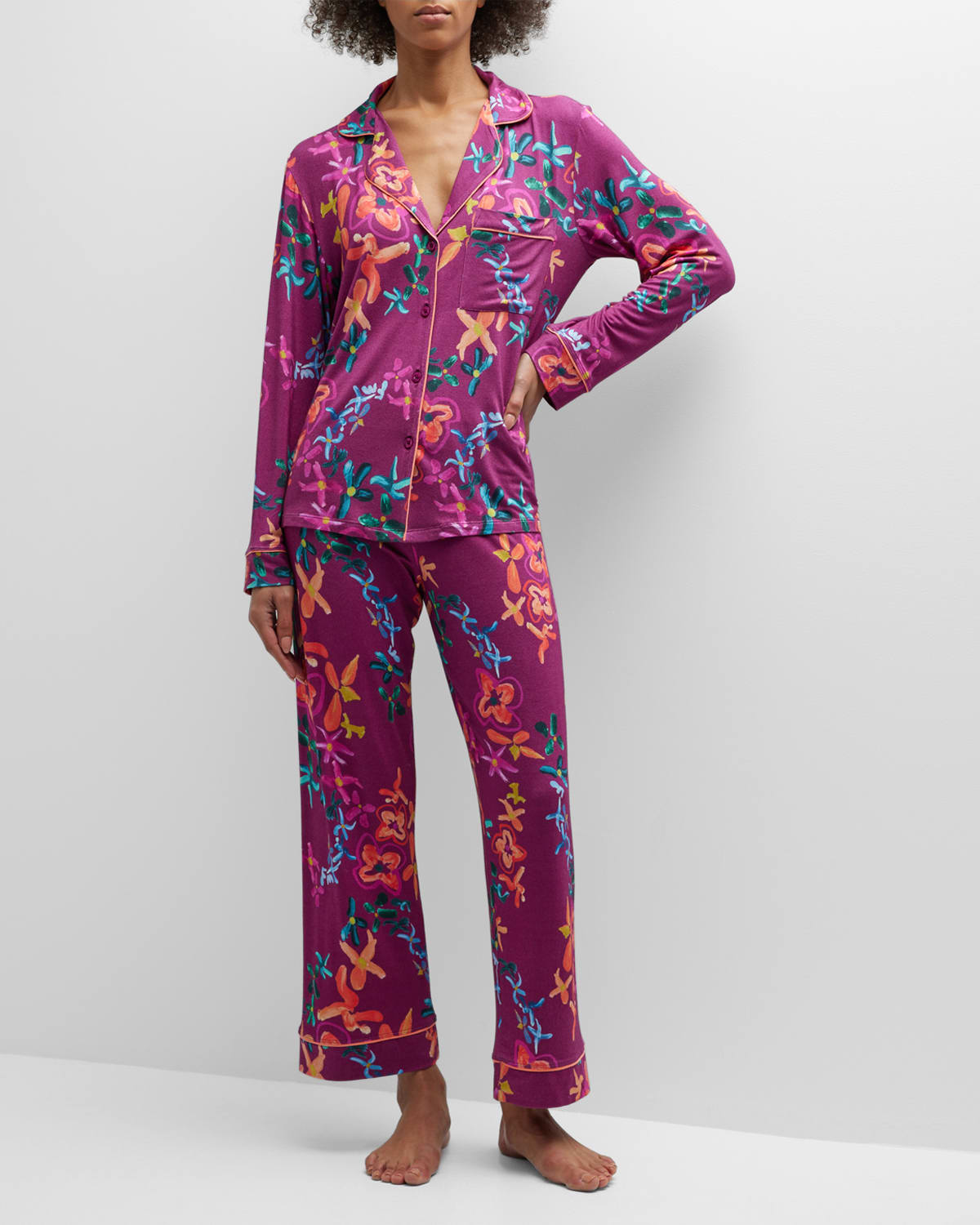 Sofia Cropped Floral-Print Pajama Set