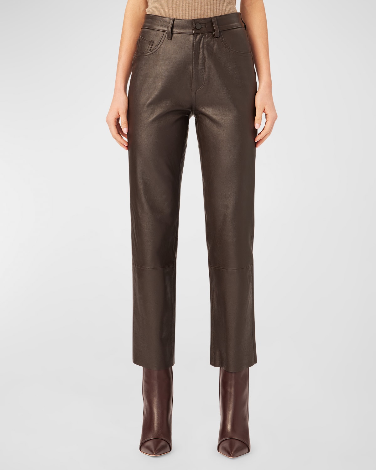 DL1961 PATTI STRAIGHT HIGH RISE VINTAGE LEATHER ANKLE PANTS