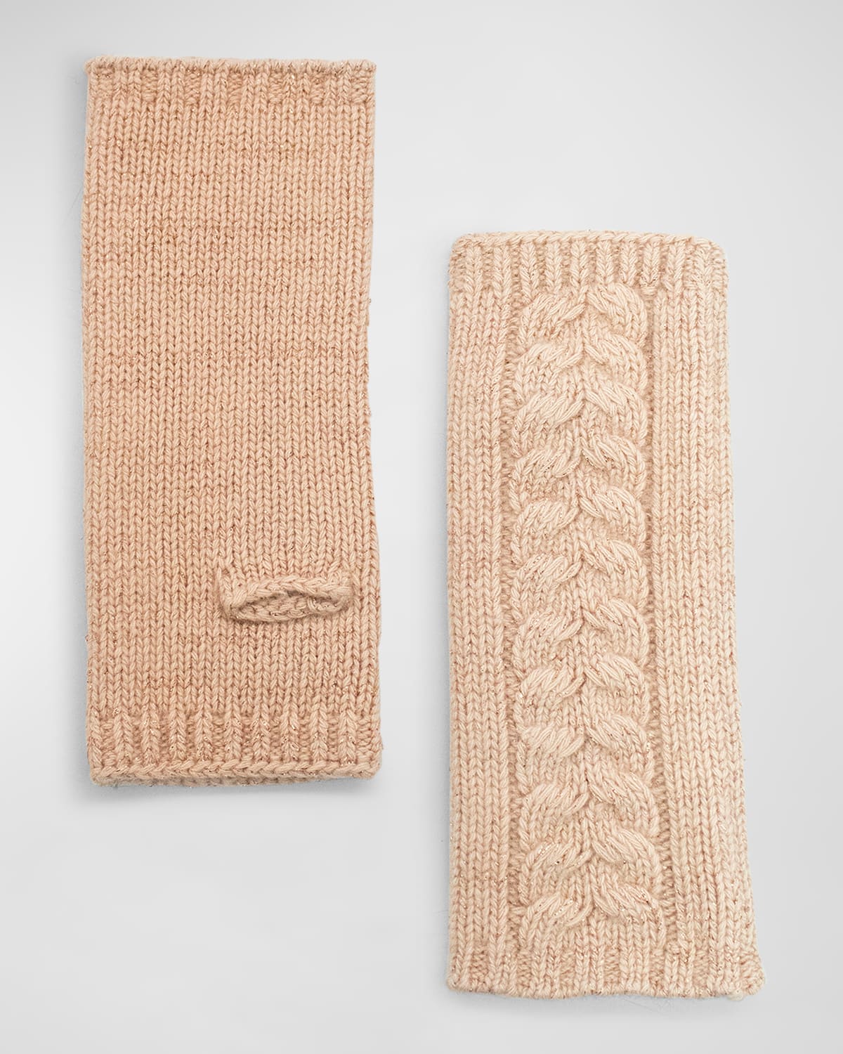 Portolano Shimmery Cable Knit Cashmere Gloves In Rose Coral