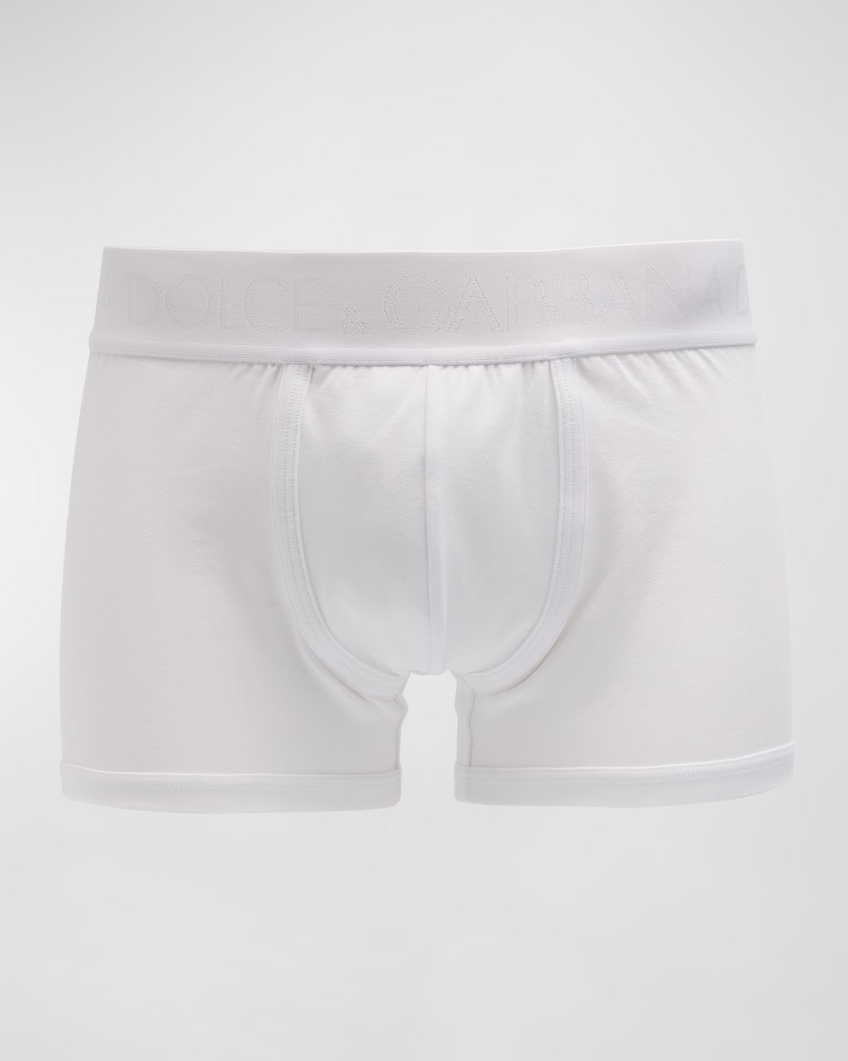 Dolce & Gabbana Bi-elastic Jersey Regular Boxers In Optical_white