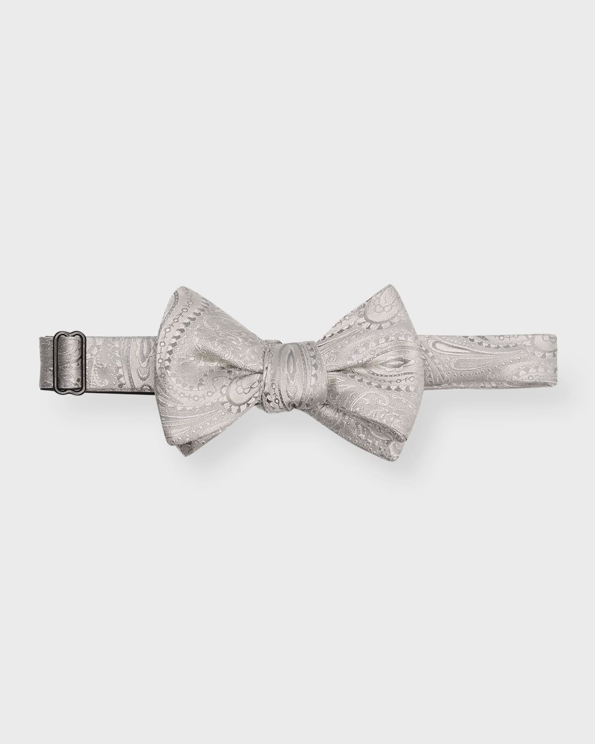 Paul Stuart Men's Self-tie Silk Paisley Bow Tie In Silver