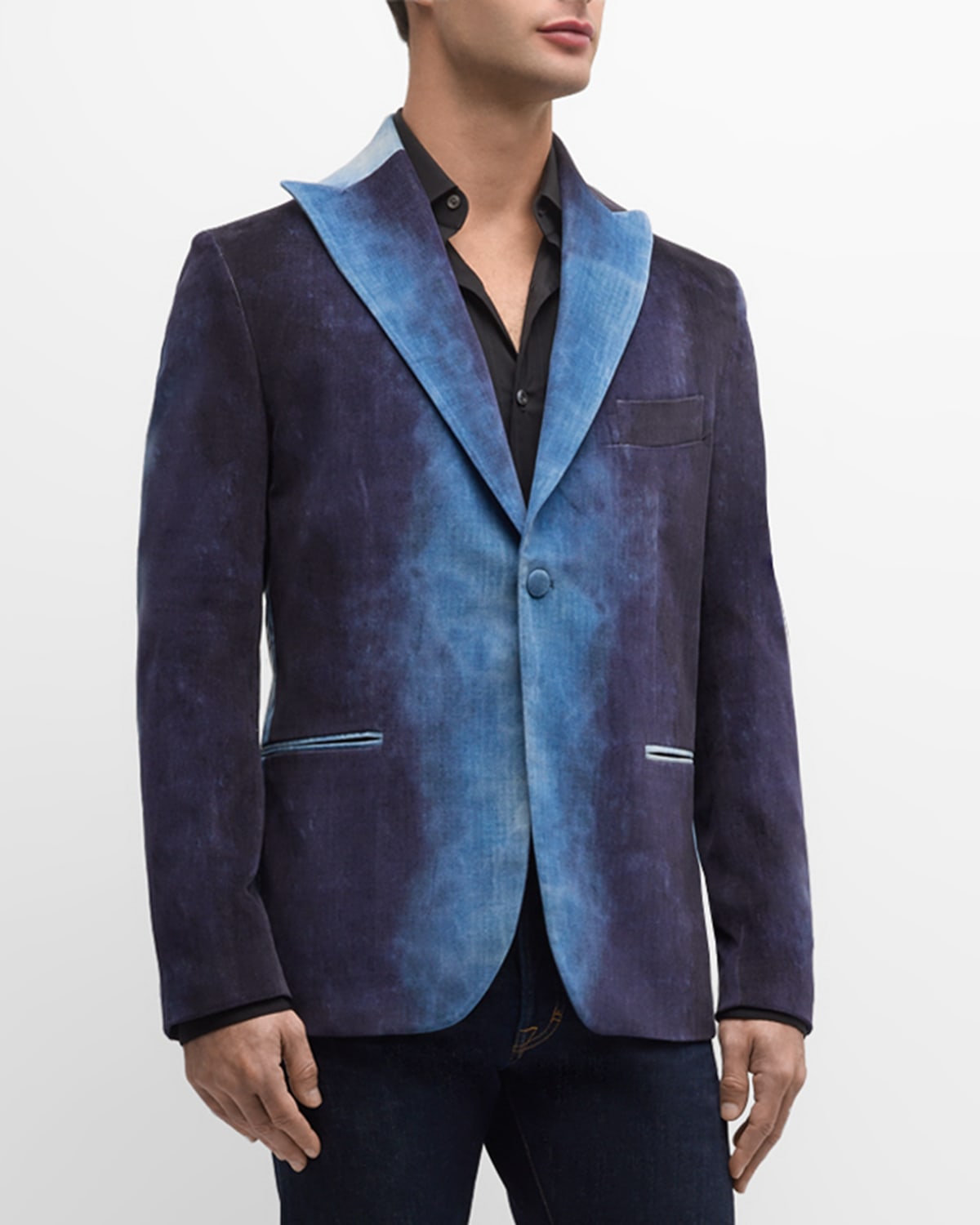Paul Stuart Men's Ombre Self-lapel Dinner Jacket In Blue