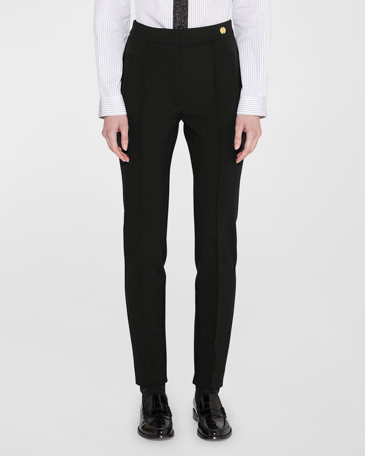 Shop Callas Milano Cortina Cropped Skinny Pintuck Trousers In Black