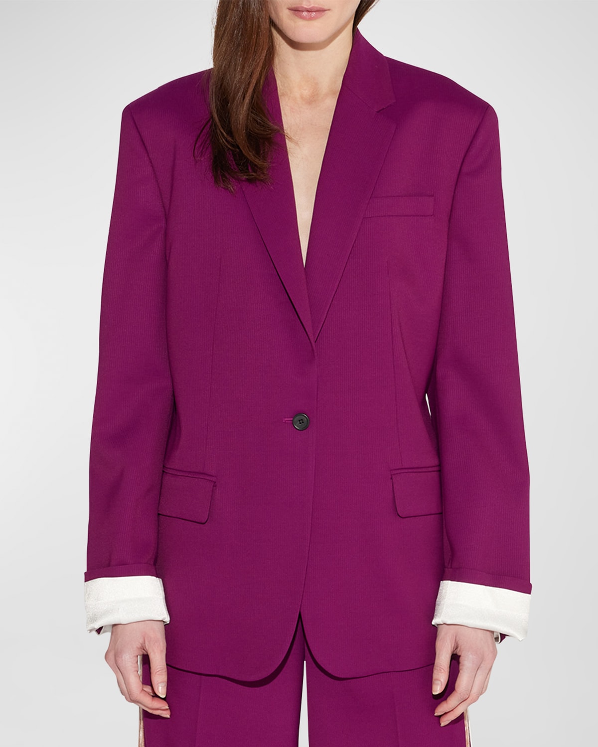 Shop Callas Milano Denis Oversized Single-breasted Blazer In Magenta