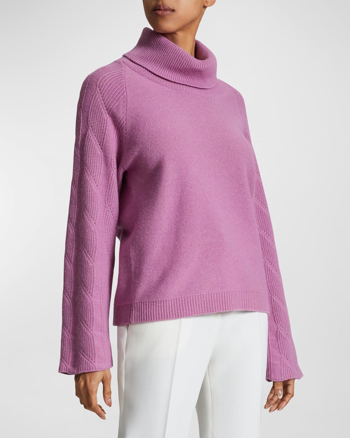 Shop Santorelli Dana Raglan-sleeve Turtleneck Sweater In Grey