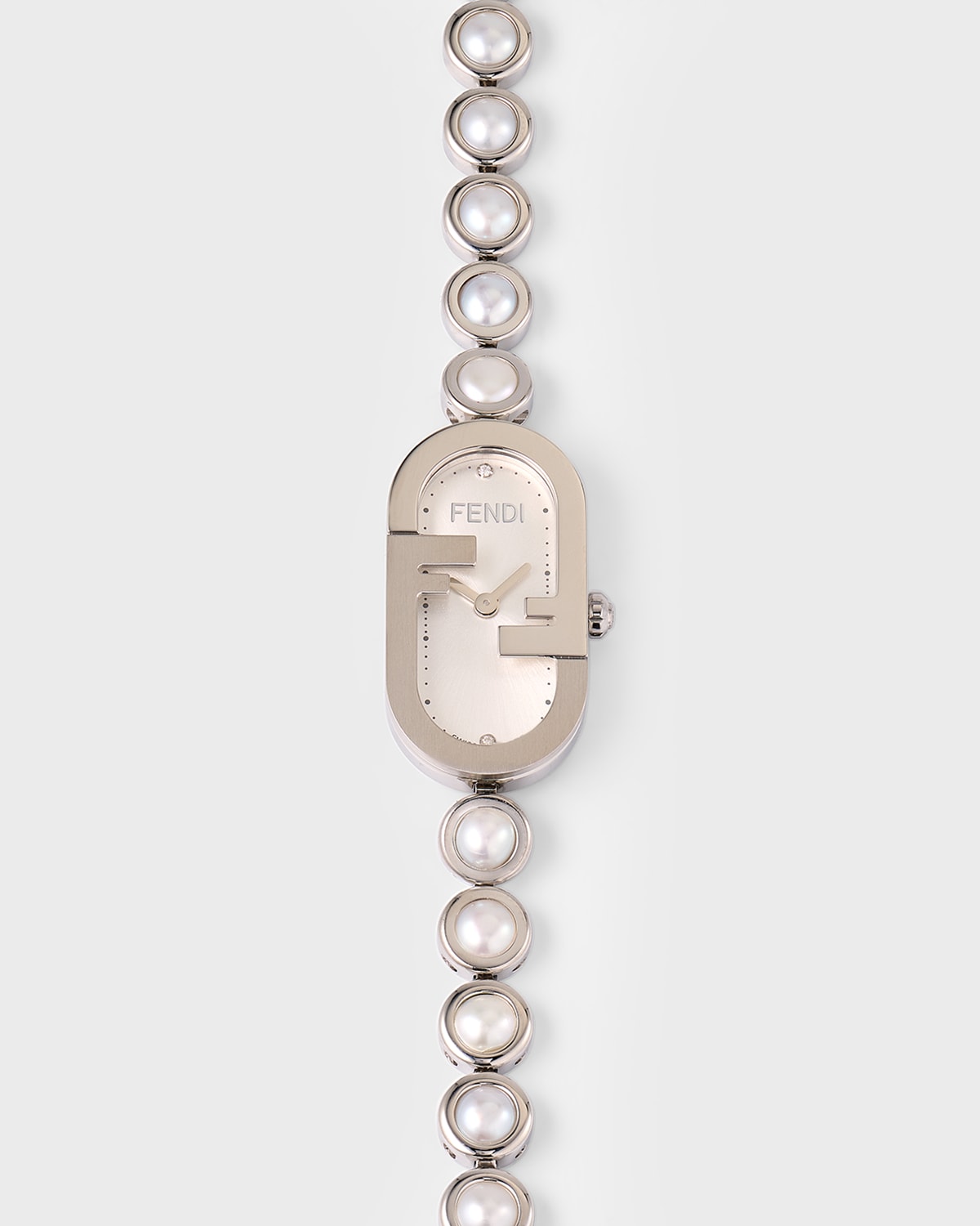 O'Lock Vertical Oval Bracelet Watch with Pearls, Steel