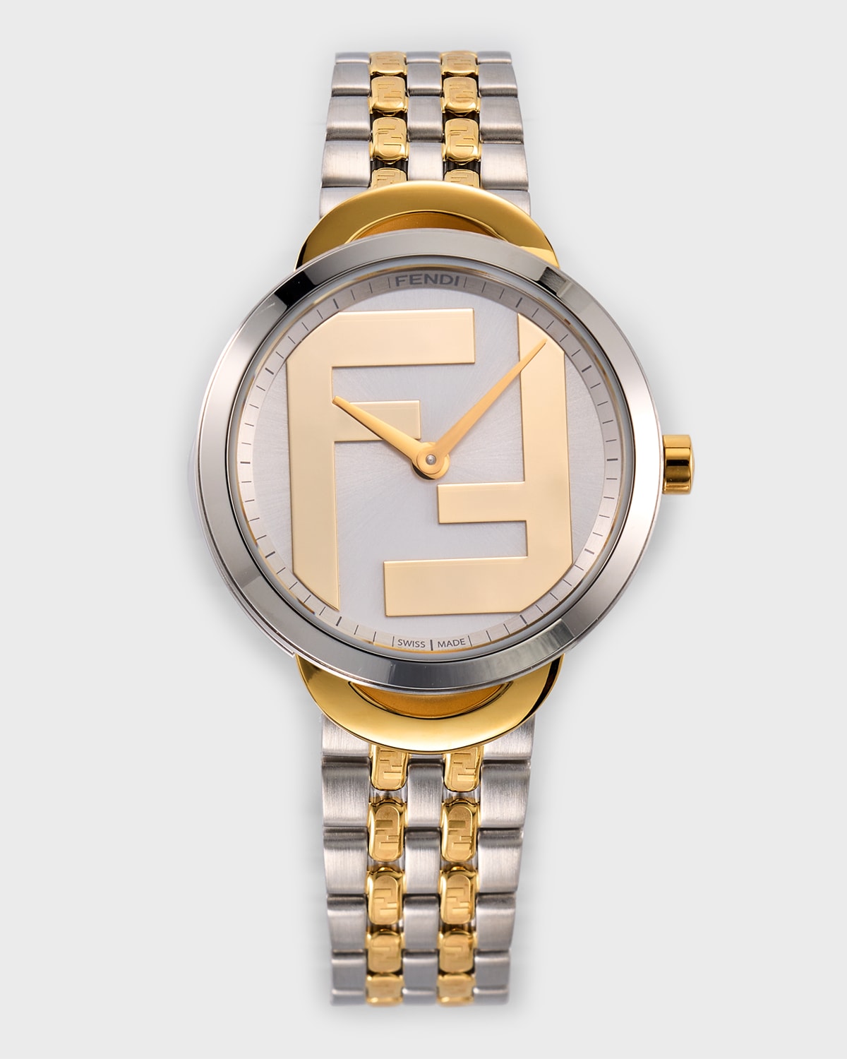 Fendi 30mm Two Tone Bracelet Watch In Argento Oro