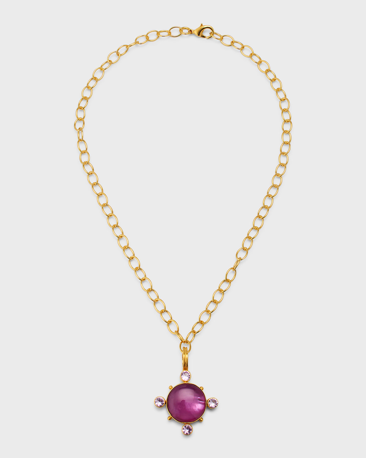 Dina Mackney Pink Doublet Necklace With Sapphire Accents In Gold