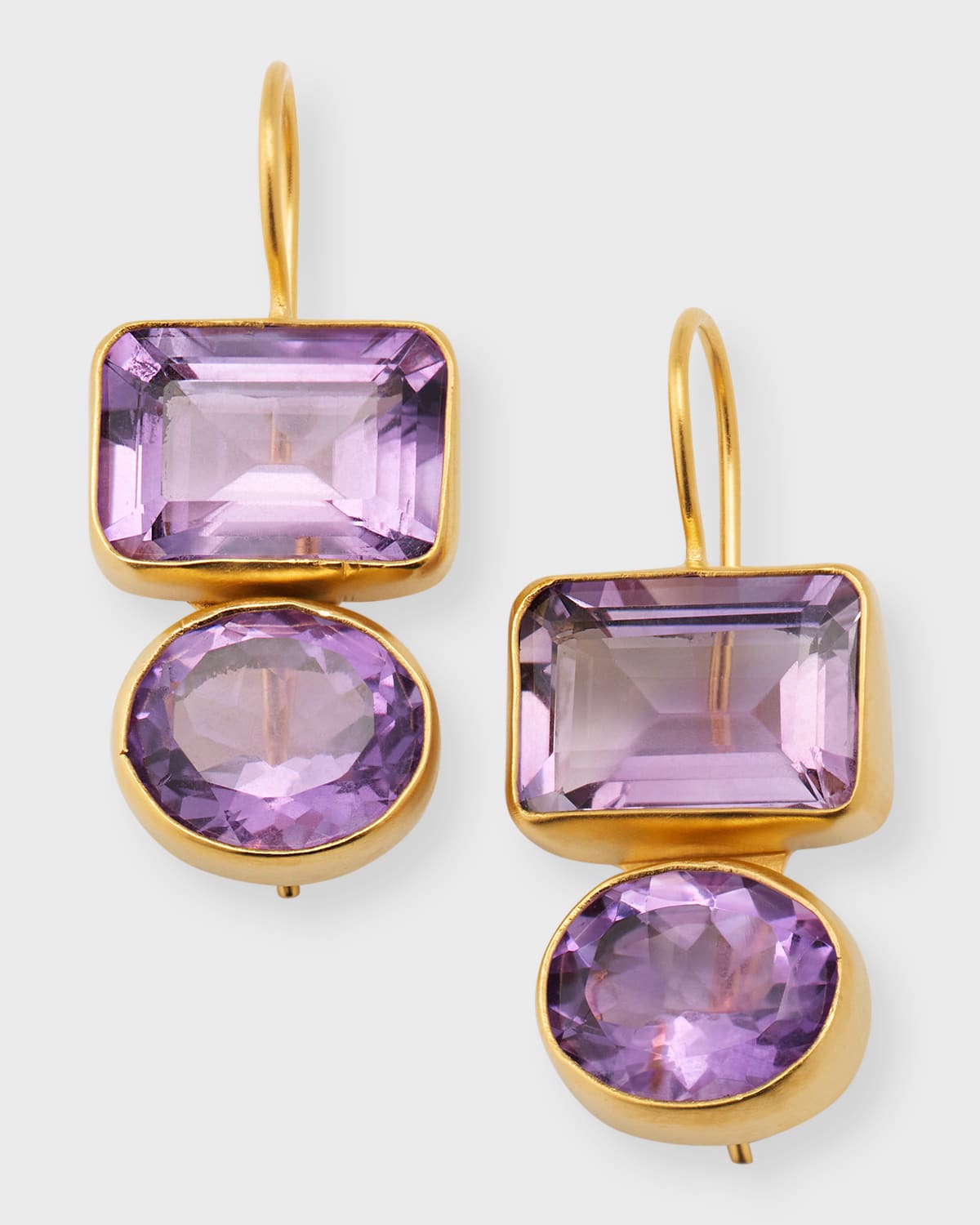 Double Amethyst Drop Earrings