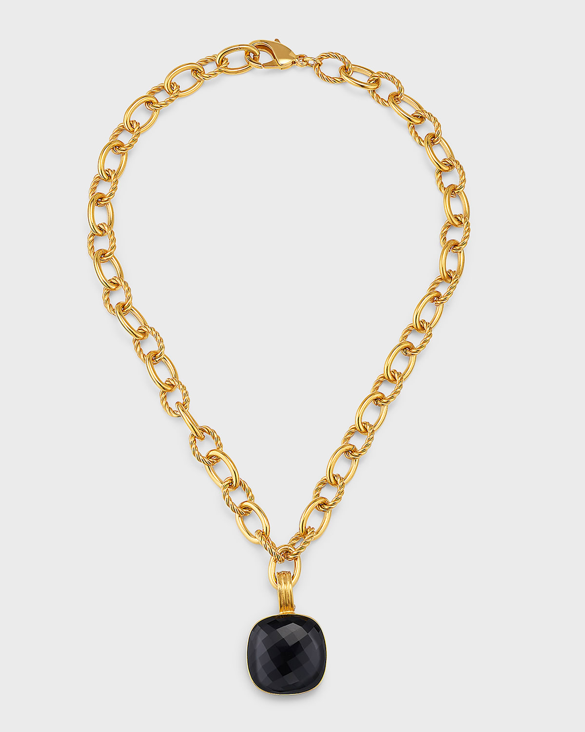 Black Onyx Lily Chain Necklace