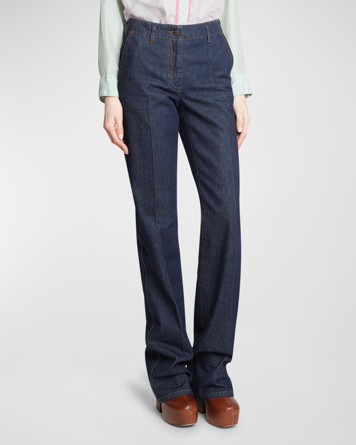 Shop Dries Van Noten Parchia Bis Den Straight-leg Denim Pants In Indigo