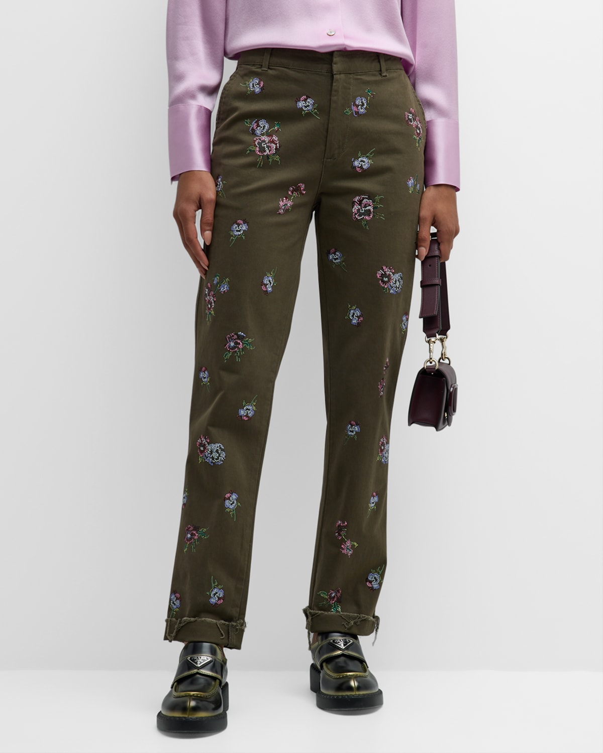 Pansies Chino Pants with Crystal Detail