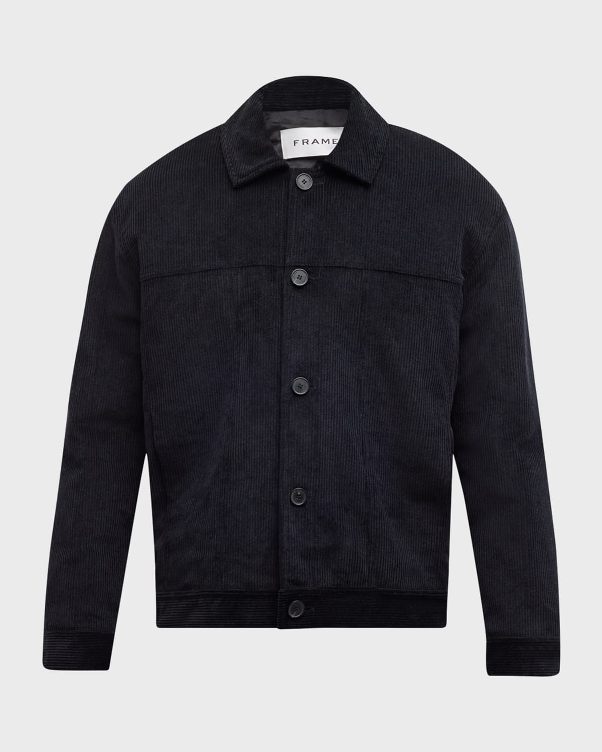 Frame Wide Wale Corduroy Trucker Jacket In Noir