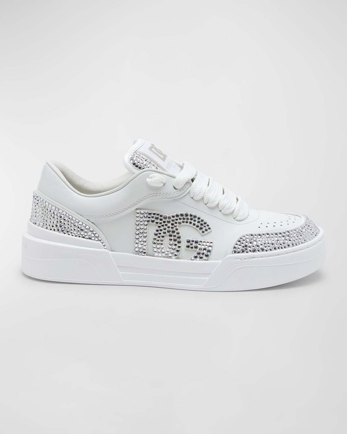 Shop Dolce & Gabbana Crystal Dg Low-top Court Sneakers In White