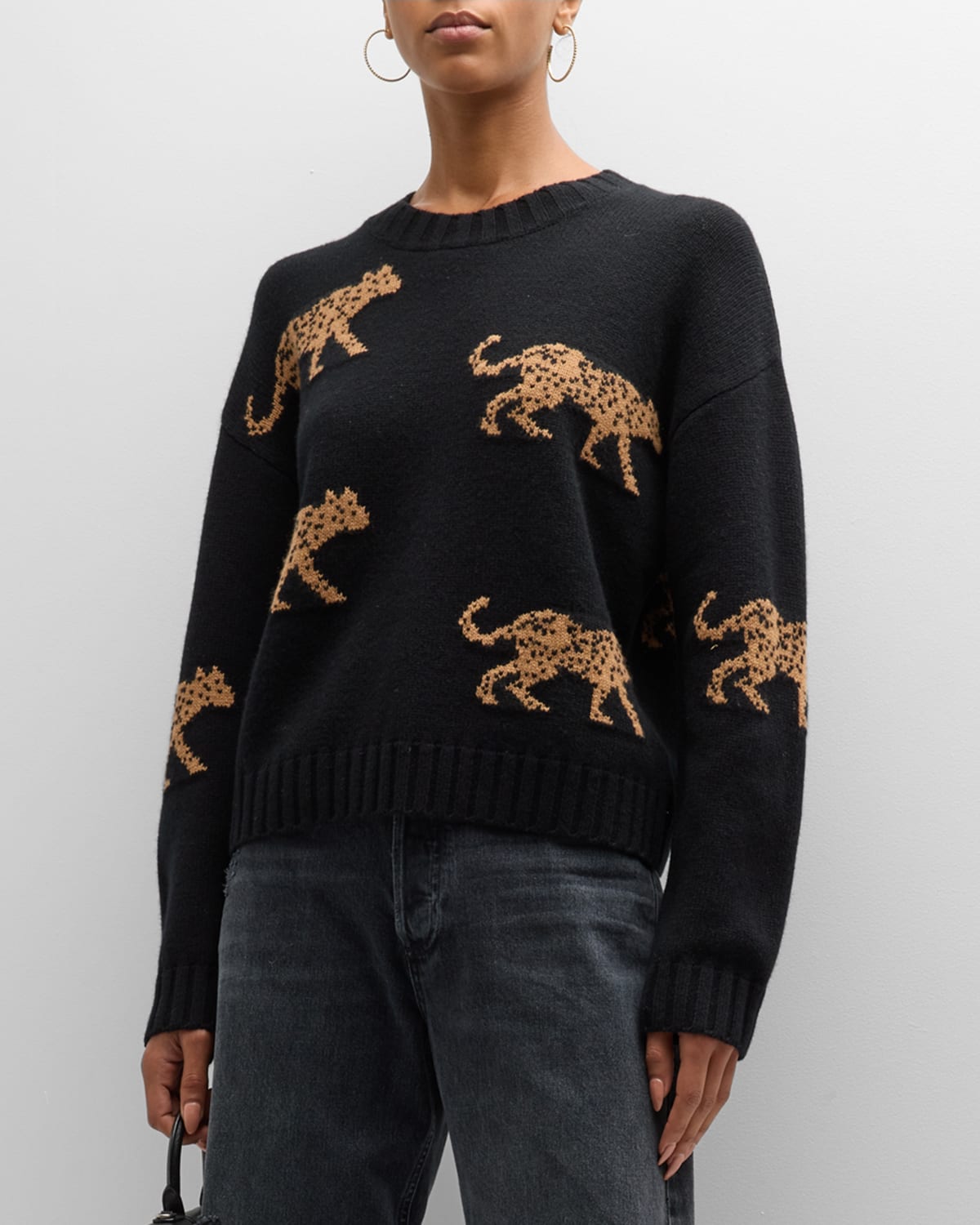 Rails Perci Jungle Cats Intarsia Wool-blend Sweater In Camel Jungle Cats