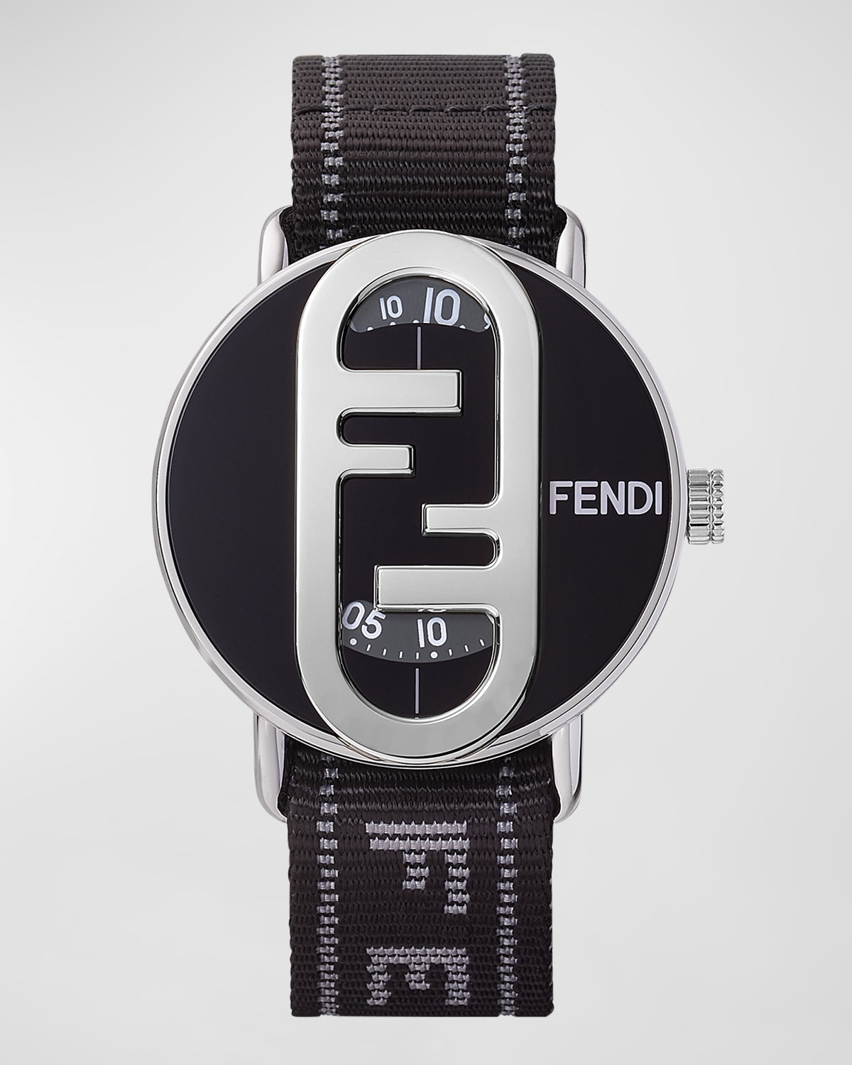 Fendi Men's O'lock Nylon Strap Watch, 42mm In Nero Grigio Nero
