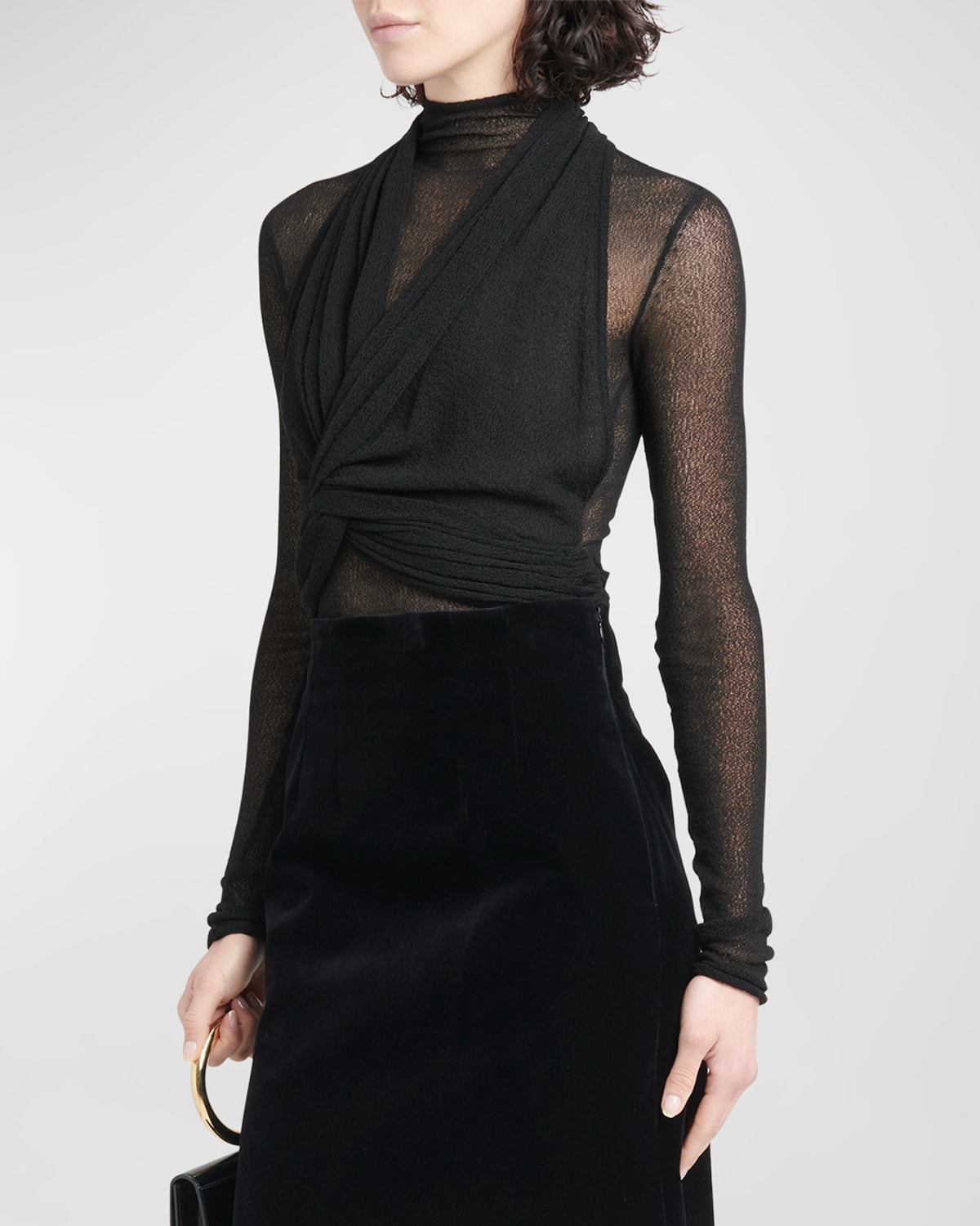 Silk bodysuit in black - Ferragamo
