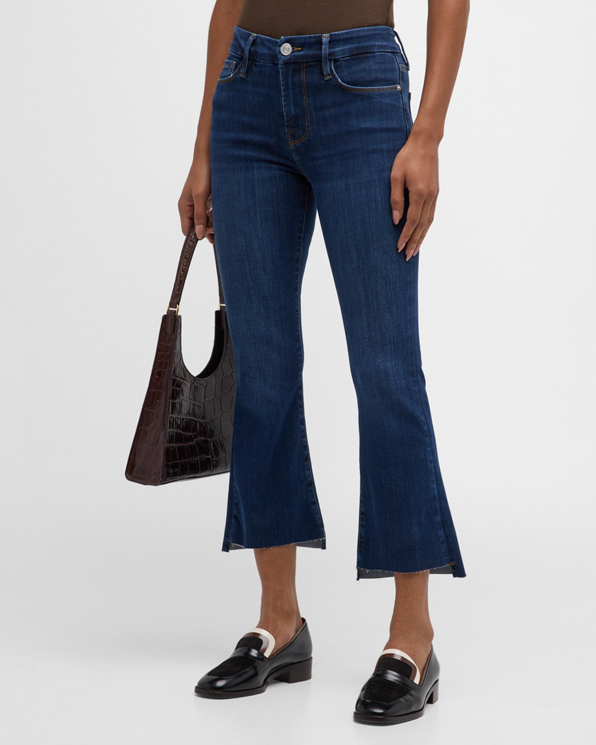 Frame Le Crop Mini Boot Raw Stagger Jeans In Majesty
