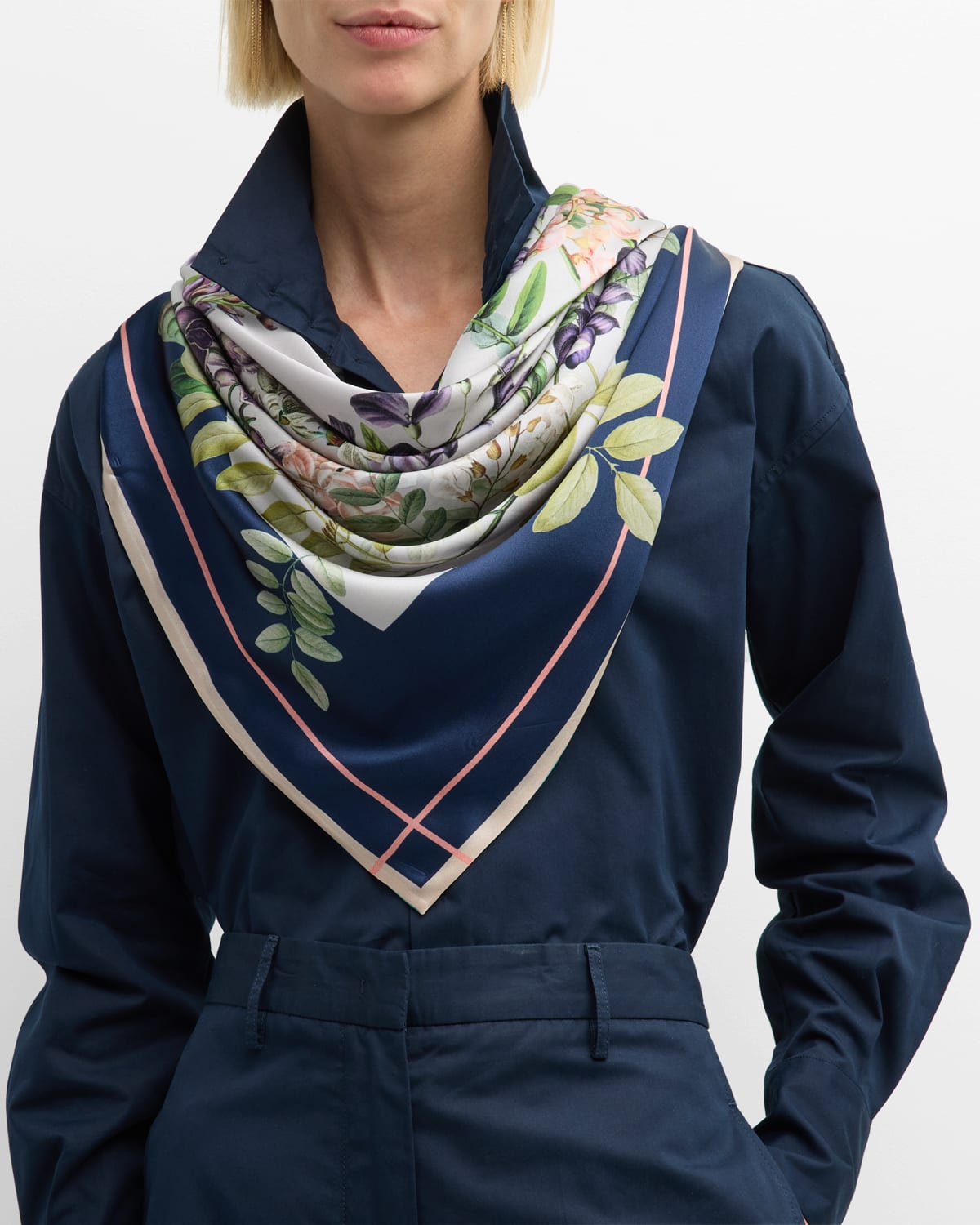 St. Piece Thea Double-sided Silk Scarf In Blue