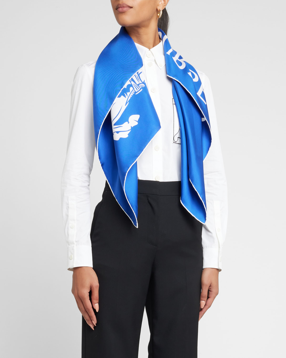 Shop Burberry Ekd Silk Square Scarf In Knight