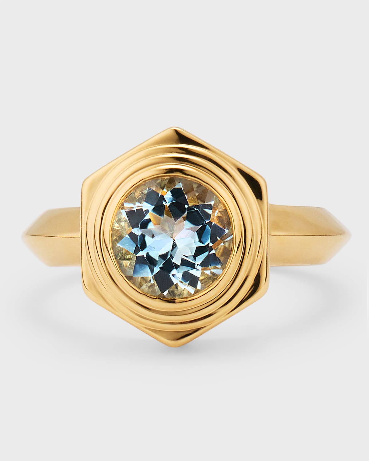 Hexed Ring with Aquamarine
