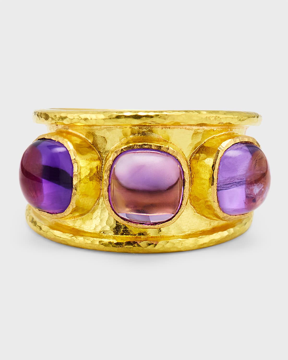 19K Amethyst Tapered Cigar Band Ring, Size 6.5