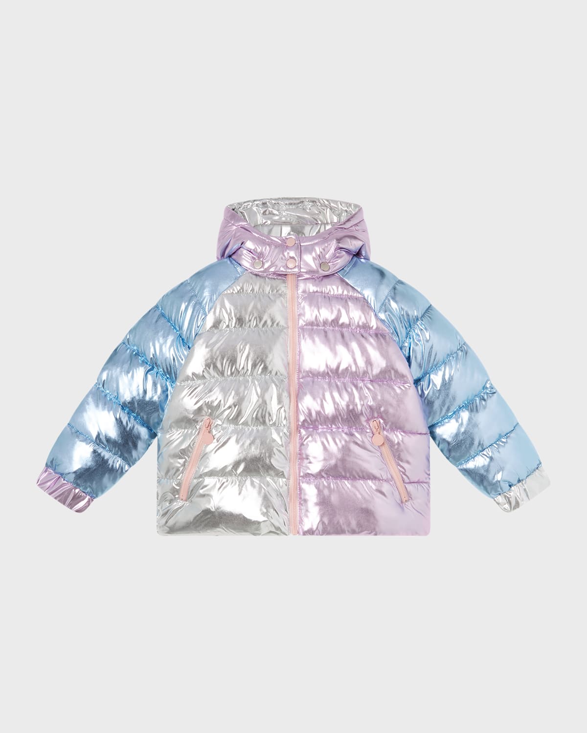 Stella Mccartney Kids' Metallic Colorblocked Puffer Jacket In Multicoloured