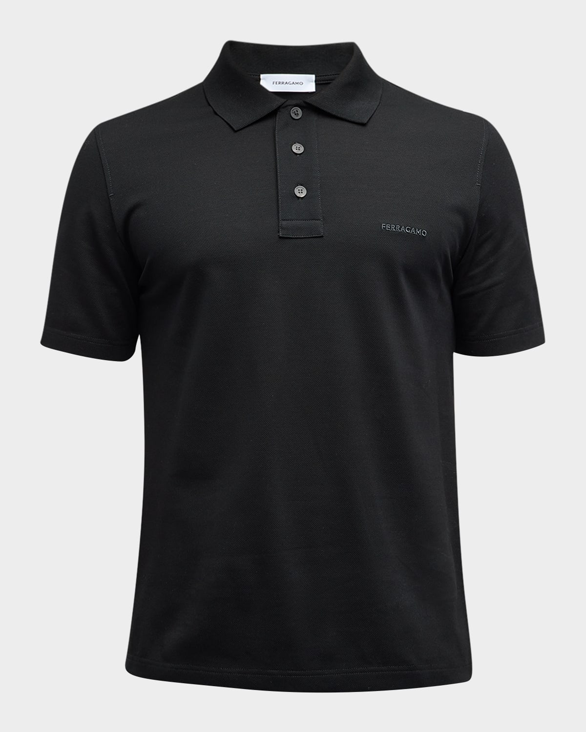 Ferragamo Logo-embroidered Cotton Polo Shirt In Nero