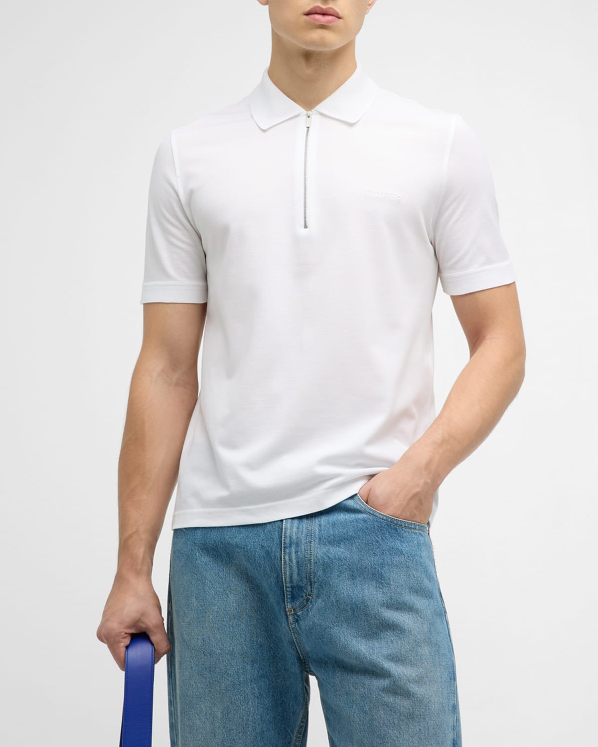 Men's Zip-Front Cotton Polo