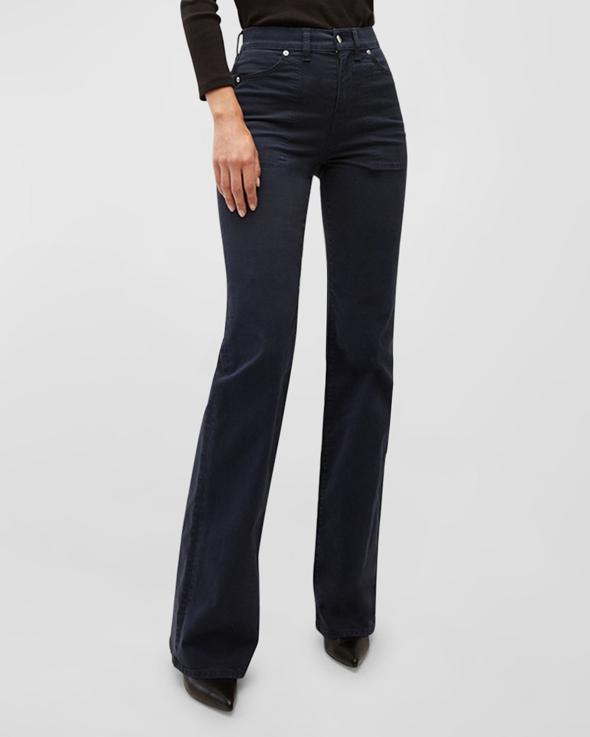 Veronica Beard Jeans Crosbie Wide-leg Patch Pocket Jeans In Navy