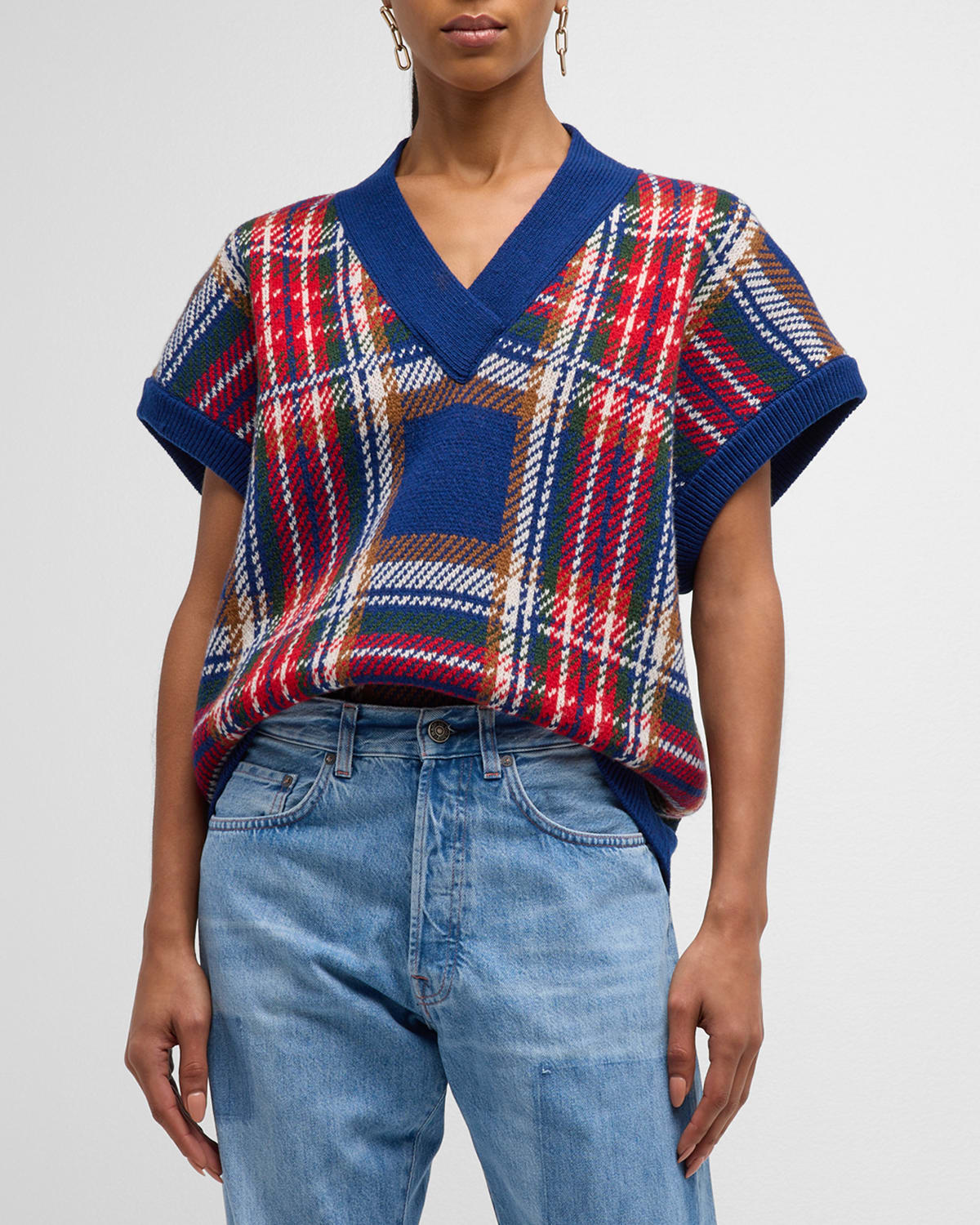 MADE IN TOMBOY GILETTE PLAID SWEATER VEST
