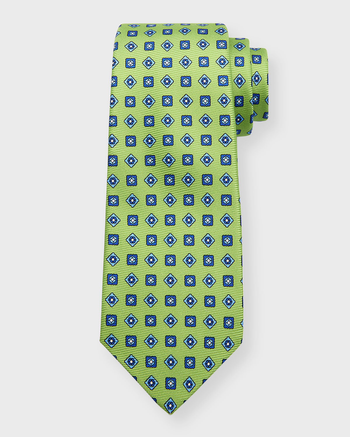Kiton Men's Silk Square-print Tie In Green Multi