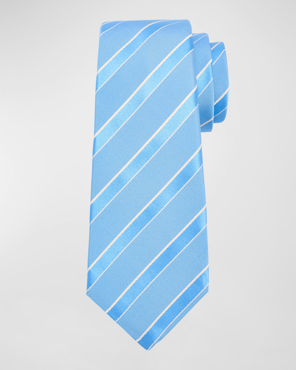 Kiton Men's Cotton-silk Tonal Stripe Tie In Light Blue