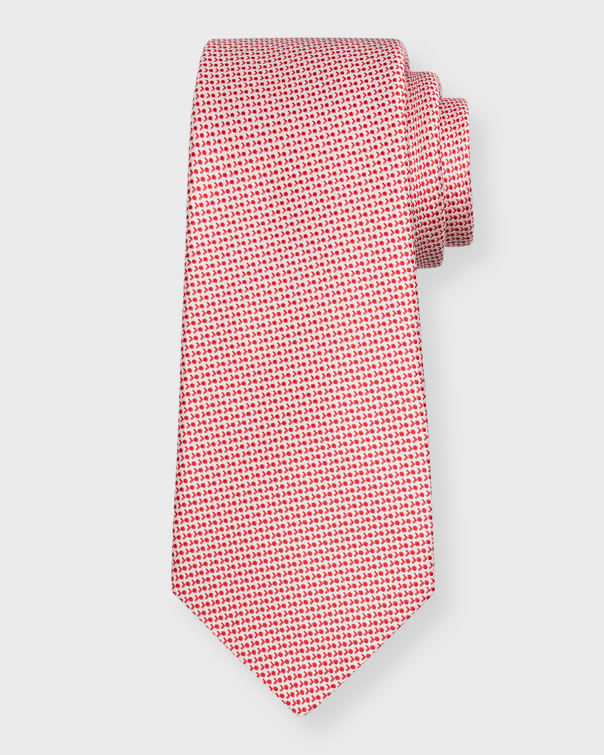 Kiton Men's Micro-jacquard Silk Tie In Red