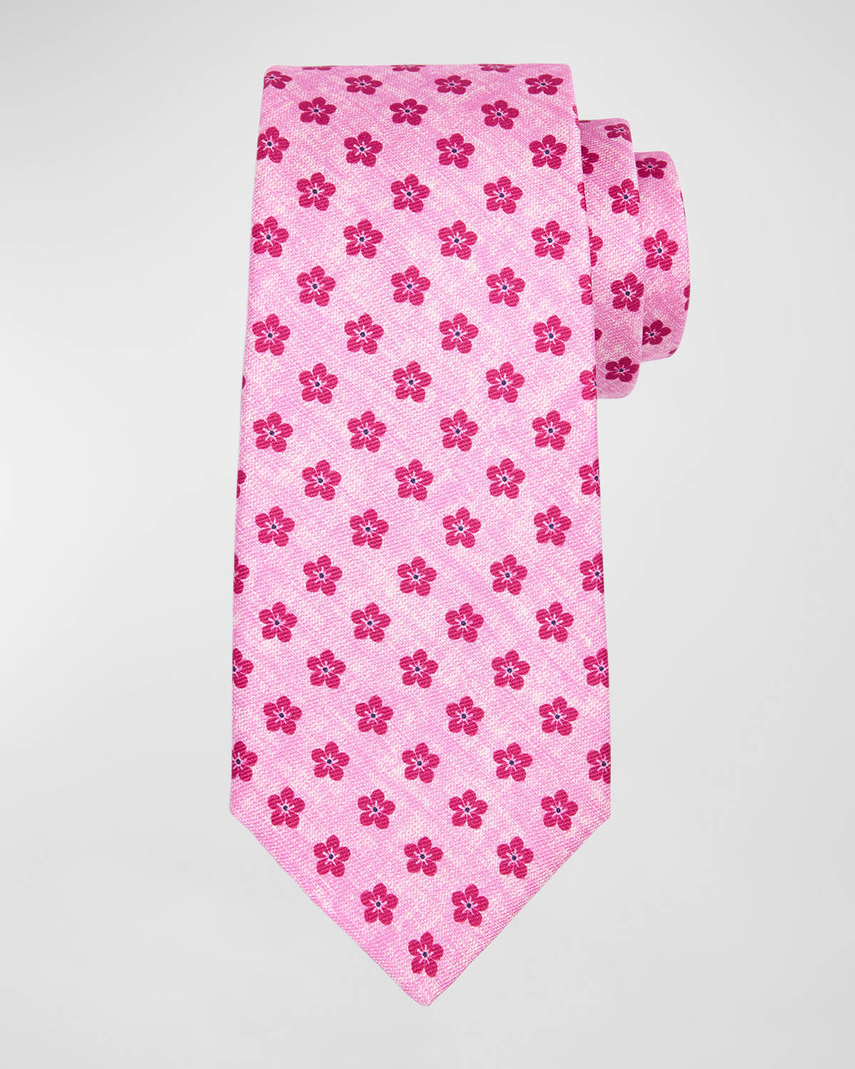 Kiton Men's Silk Flower-print Tie In Pink