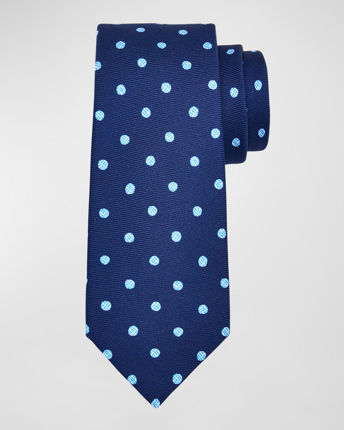 Kiton Men's Silk Polka Dot-print Tie In Navy