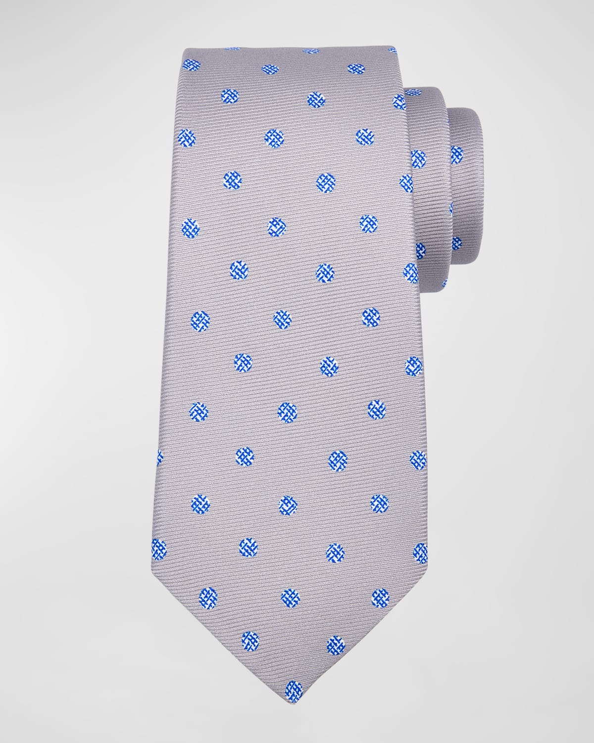 Kiton Men's Silk Polka Dot-print Tie In Silver