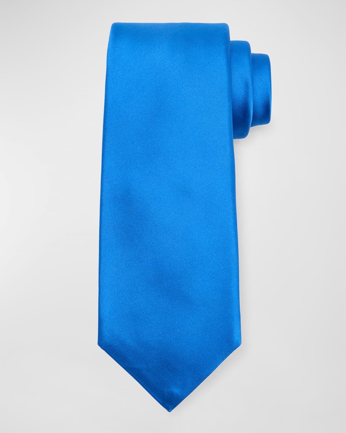 Shop Kiton Men's Solid Silk Tie In Light Blue