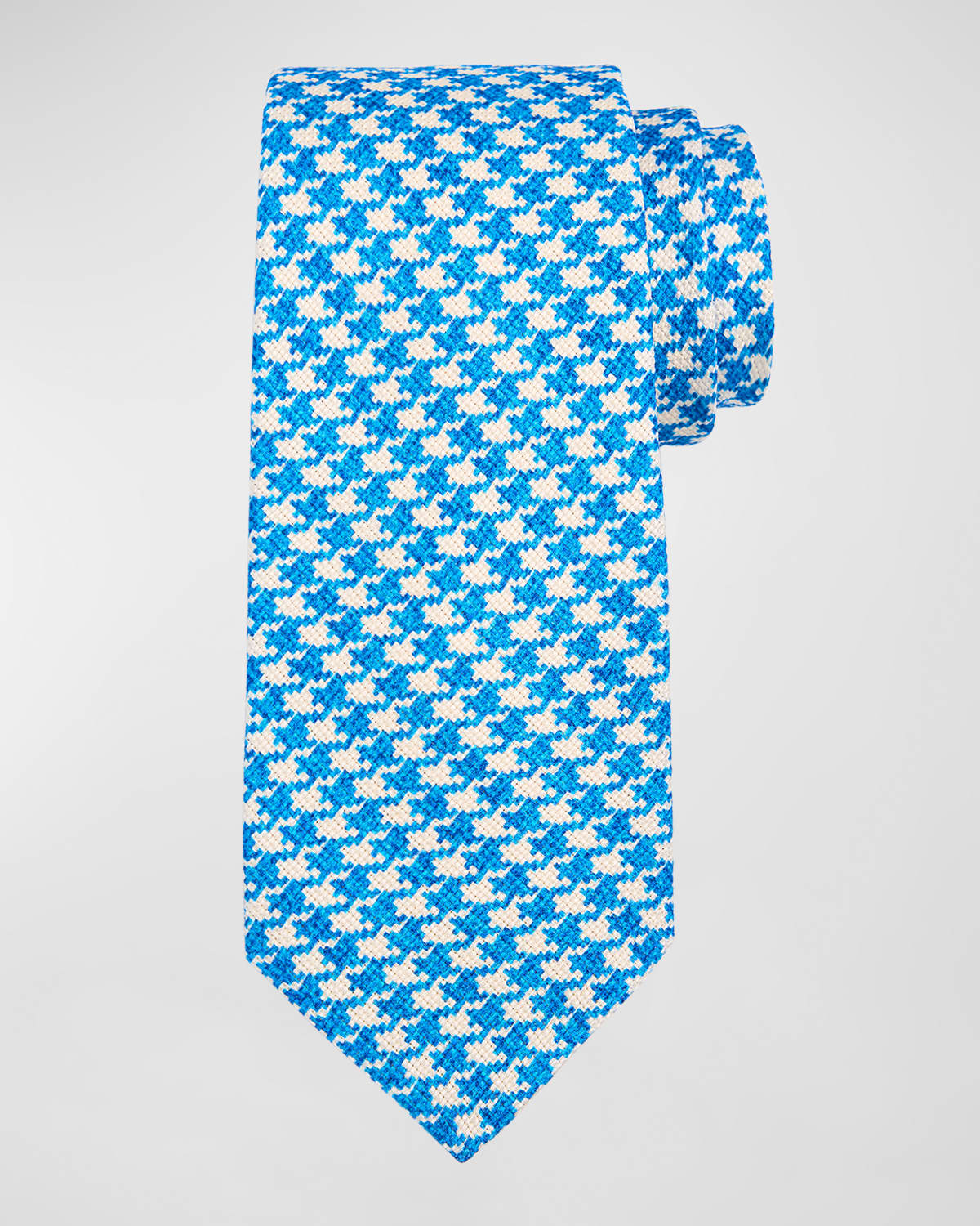 Kiton Men's Silk Houndstooth Tie In Blue Multi