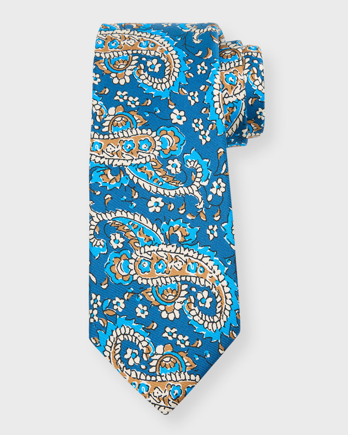 Kiton Men's Paisley Silk Twill Tie In Blue