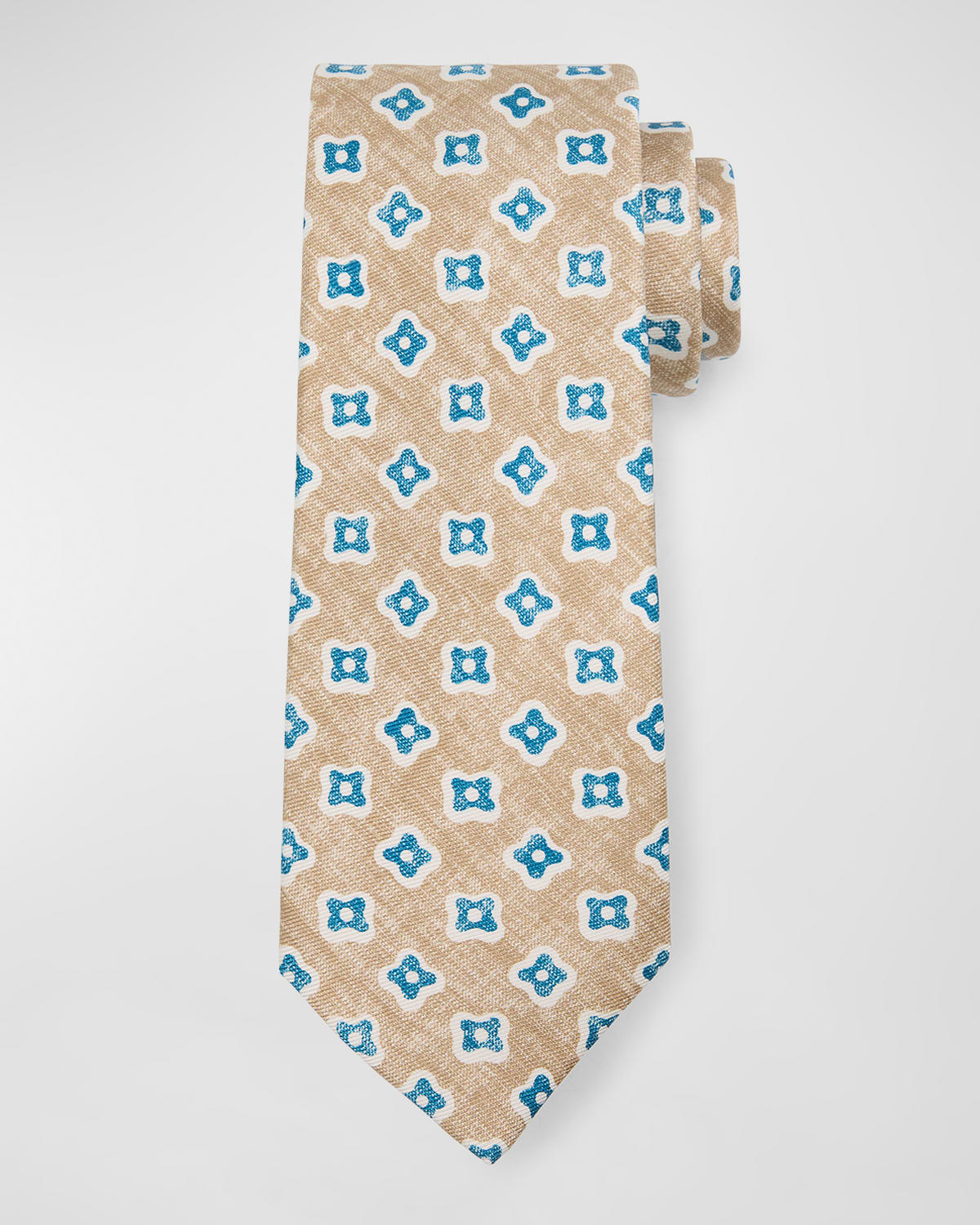 Shop Kiton Men's Silk Abstract-print Tie In Aqua Multi
