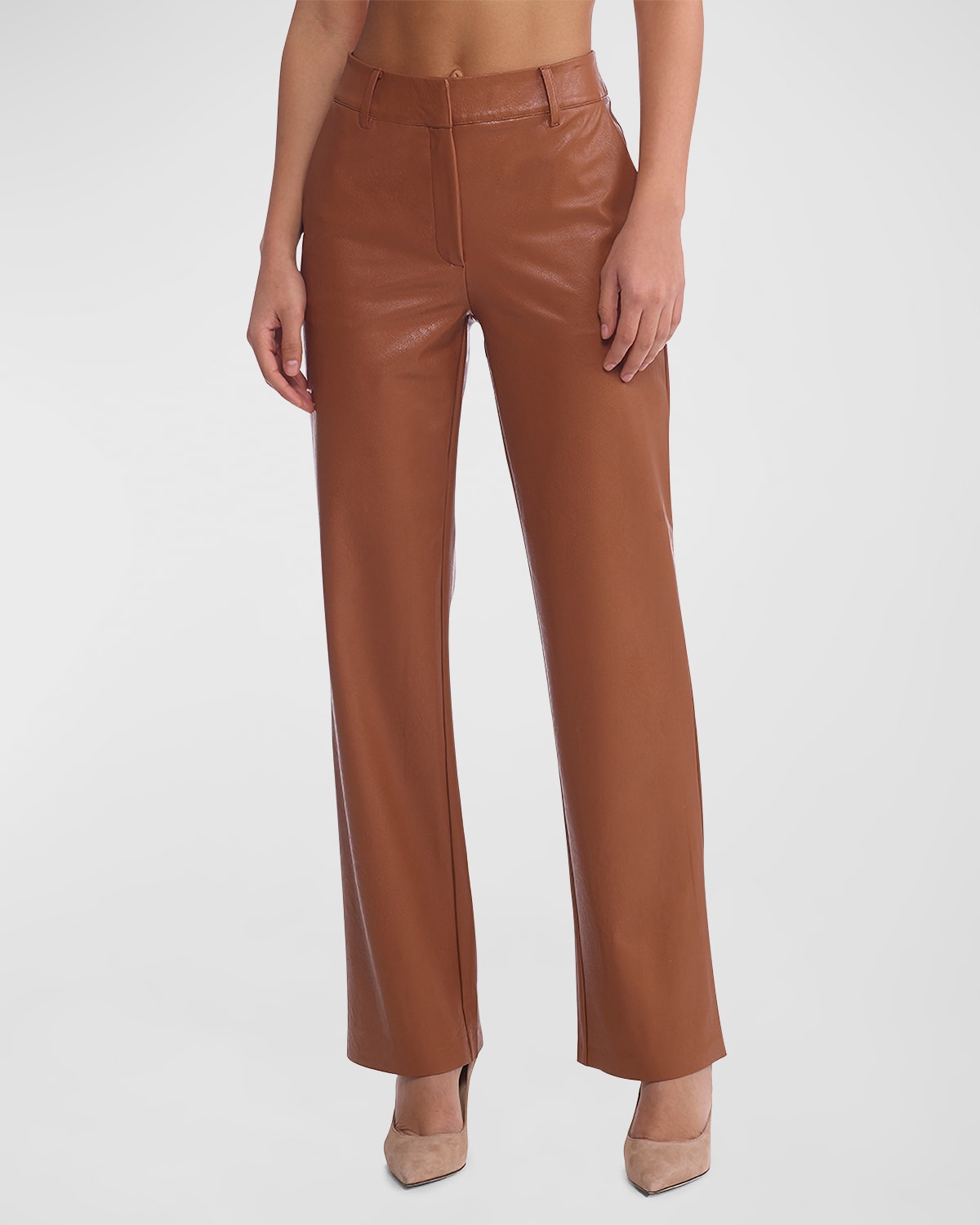 Commando Faux-leather Full-length Trousers In Cocoa