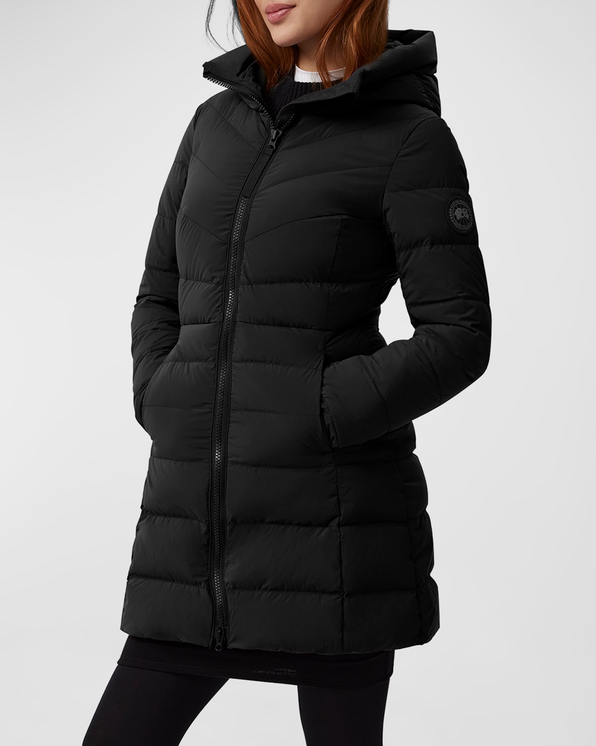 Shop Canada Goose Clair Hooded Puffer Coat In Black