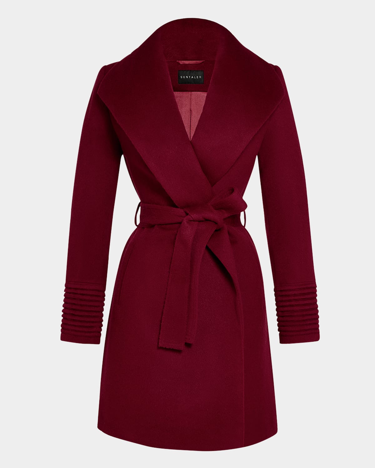 Sentaler Shawl-collar Wrap Coat In Garnet Red