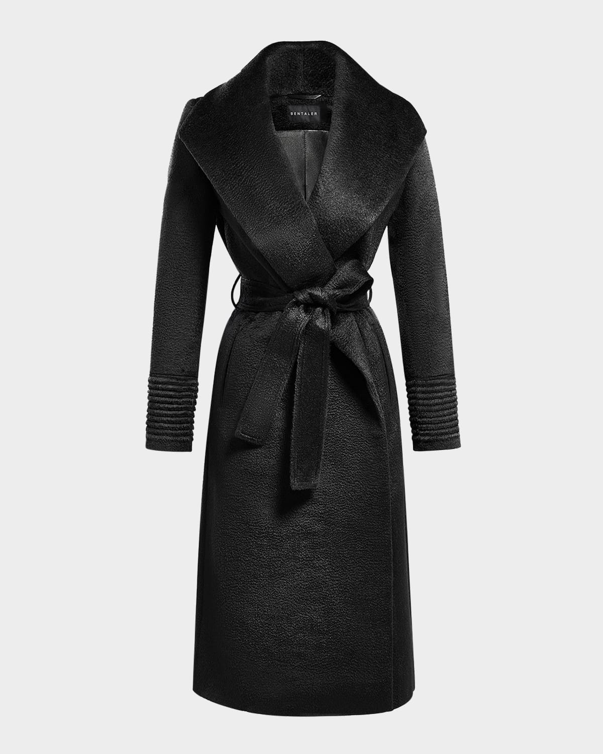 SENTALER BELTED ALPACA WOOL LONG WRAP COAT