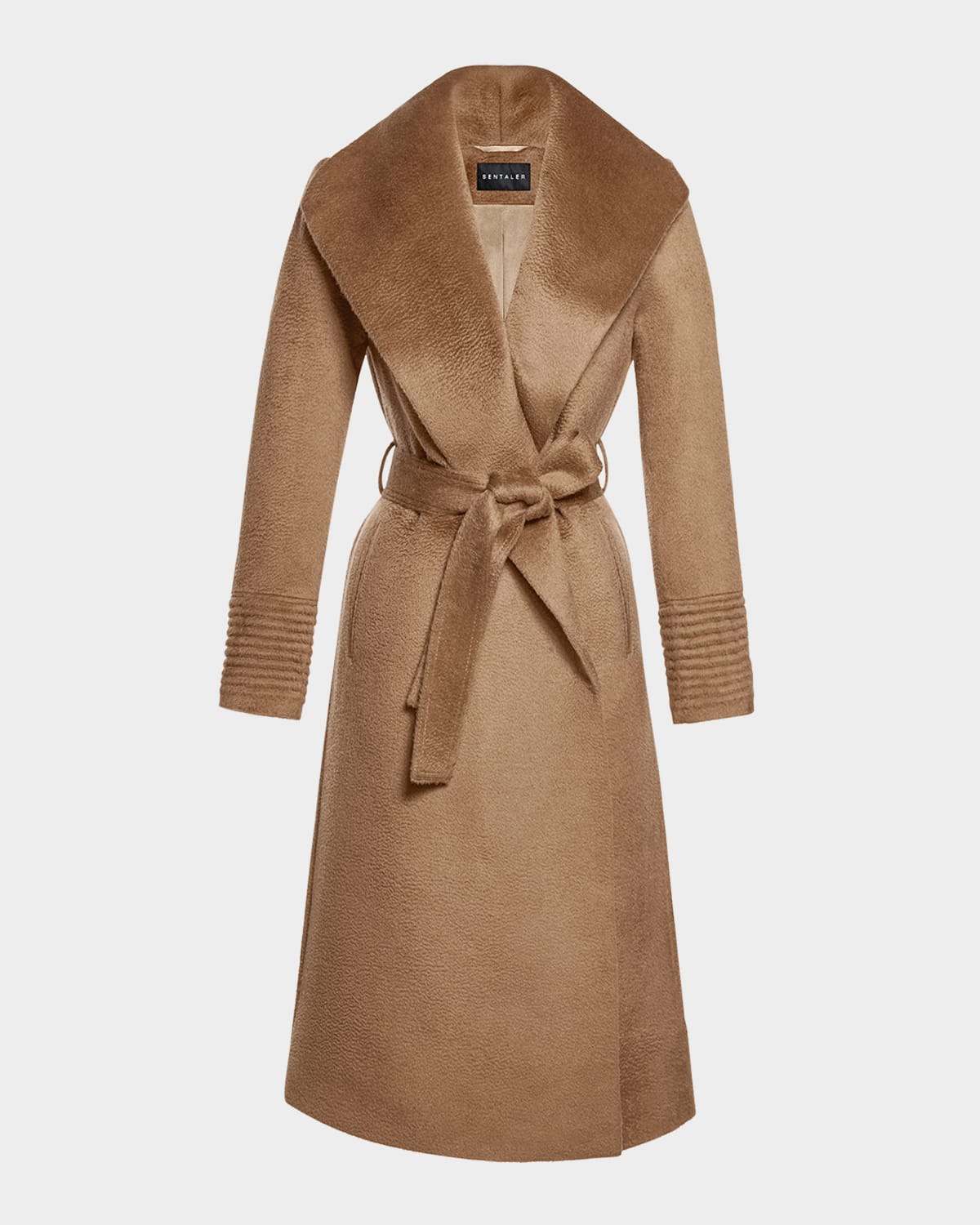 Sentaler Belted Alpaca Wool Long Wrap Coat In Dark Camel