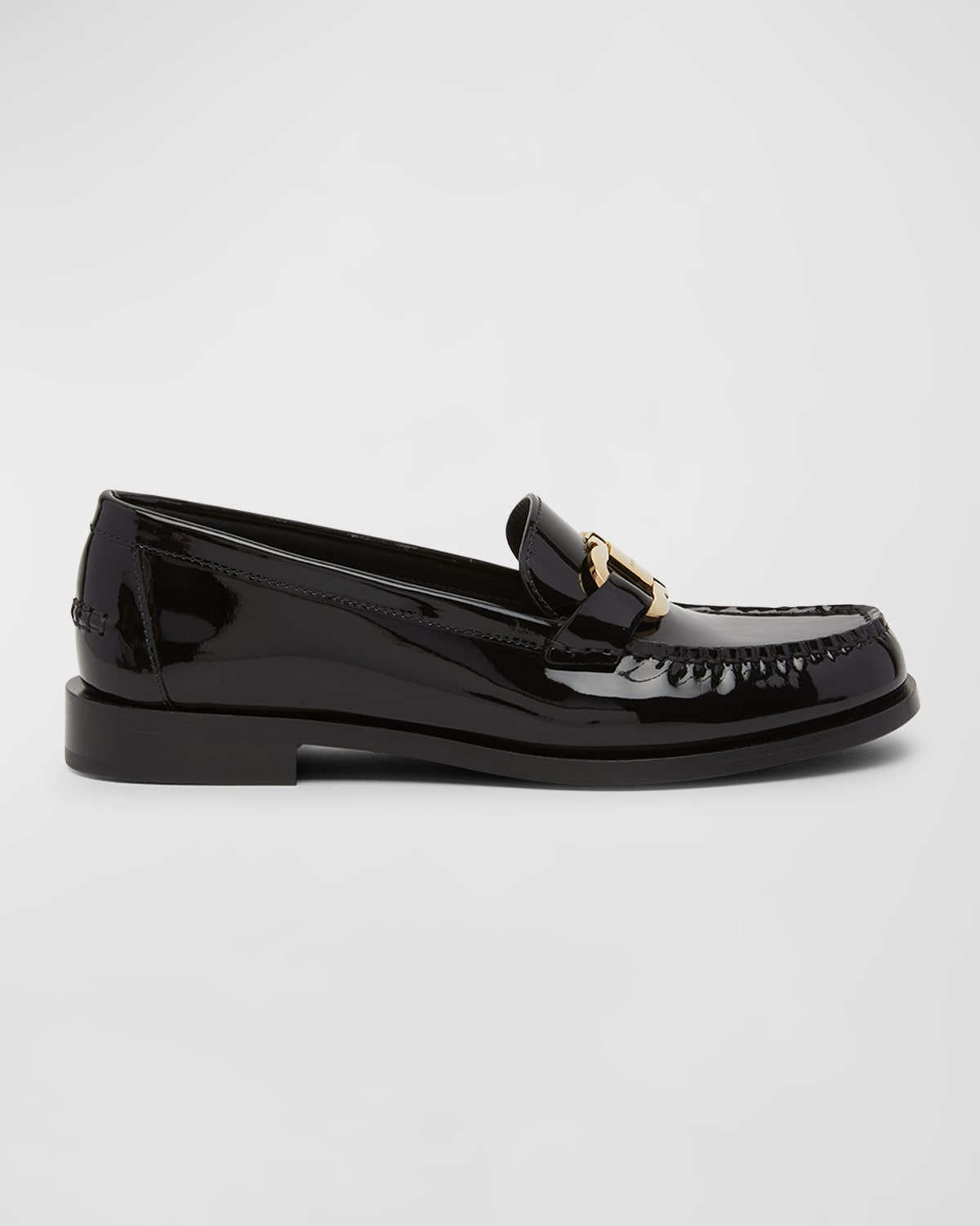 Shop Ferragamo Maryan Patent Gancini Bit Loafers In Nero