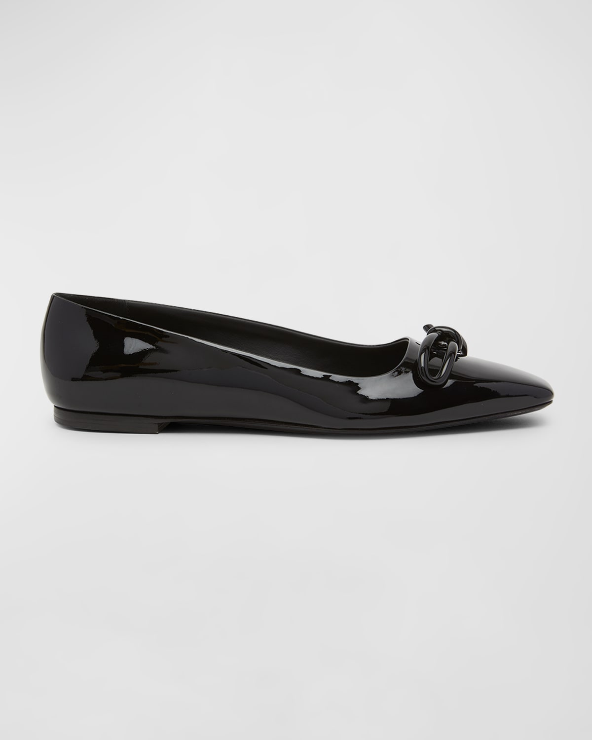 Ferragamo Annie Patent Leather Ballerina Flats In Nero